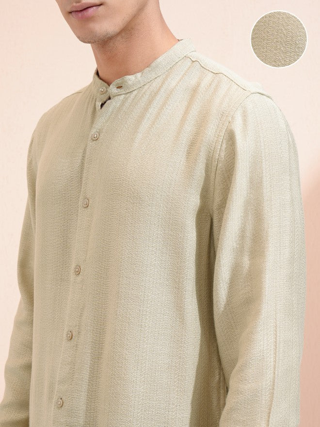 Highlander Men Beige Textured Relaxed Fit Casual Shirt - Beige - Image 5