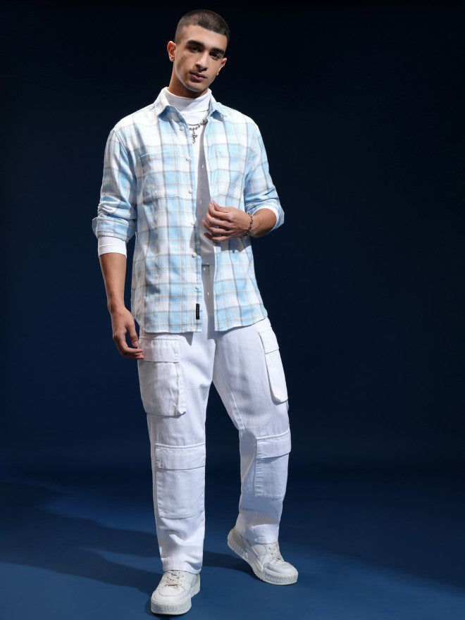 Highlander Men White Checked Relaxed Fit Casual Shirt - White - Image 2