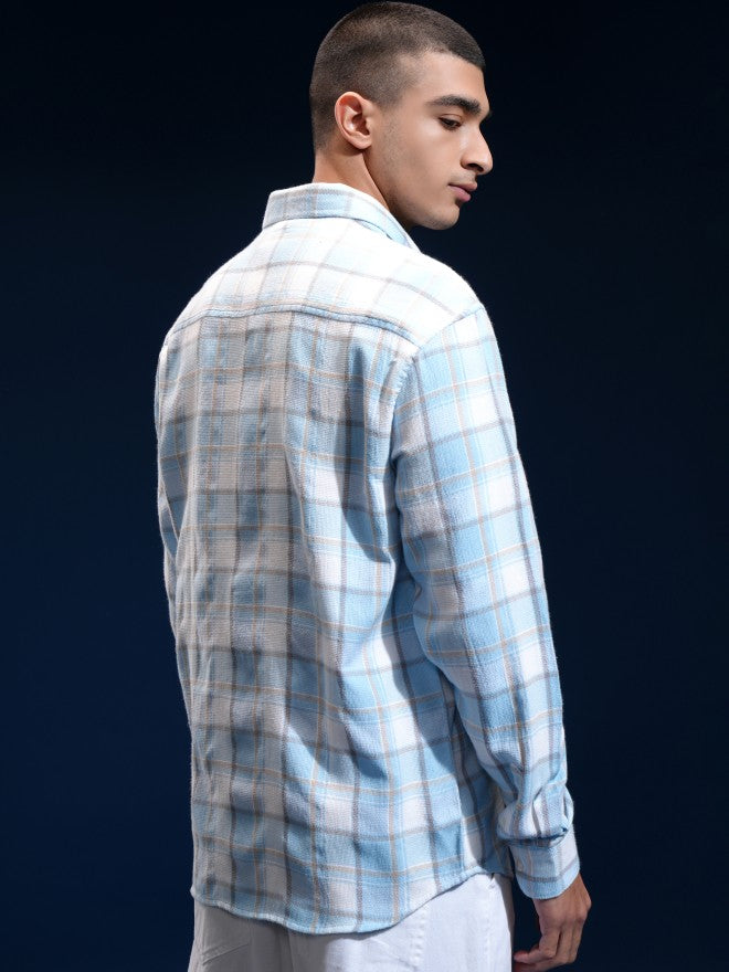 Highlander Men White Checked Relaxed Fit Casual Shirt - White - Image 3