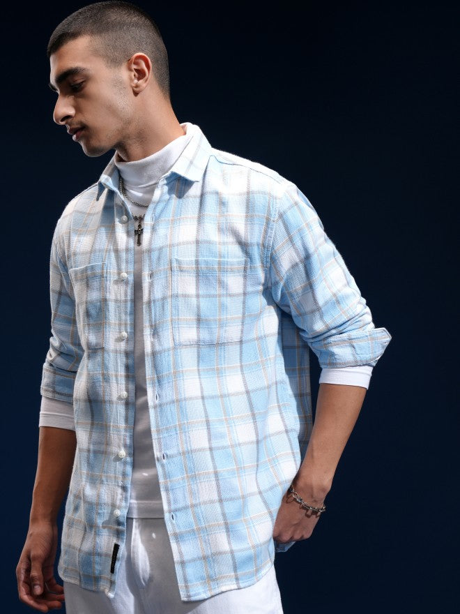 Highlander Men White Checked Relaxed Fit Casual Shirt - White - Image 4