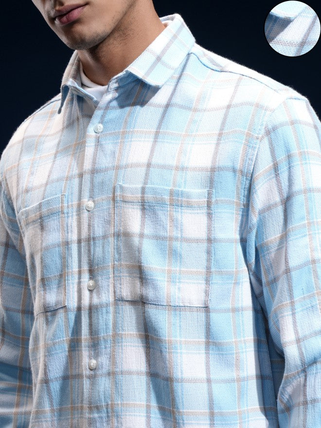 Highlander Men White Checked Relaxed Fit Casual Shirt - White - Image 5