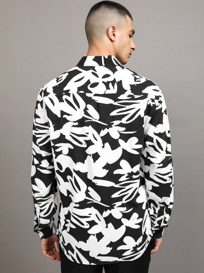 Highlander Men Black Printed Relaxed Fit Casual Shirt - Black - Image 3