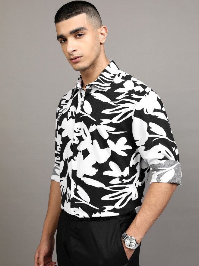 Highlander Men Black Printed Relaxed Fit Casual Shirt - Black - Image 4