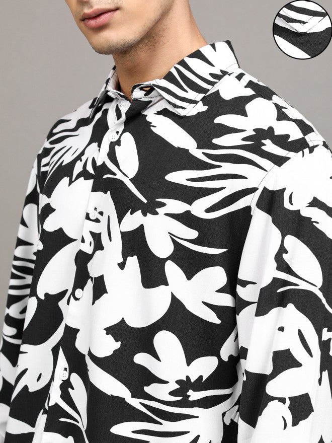 Highlander Men Black Printed Relaxed Fit Casual Shirt - Black - Image 5