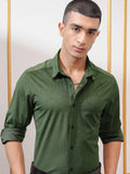 Highlander Men Green Textured Slim Fit Casual Shirt - Green - Image 1