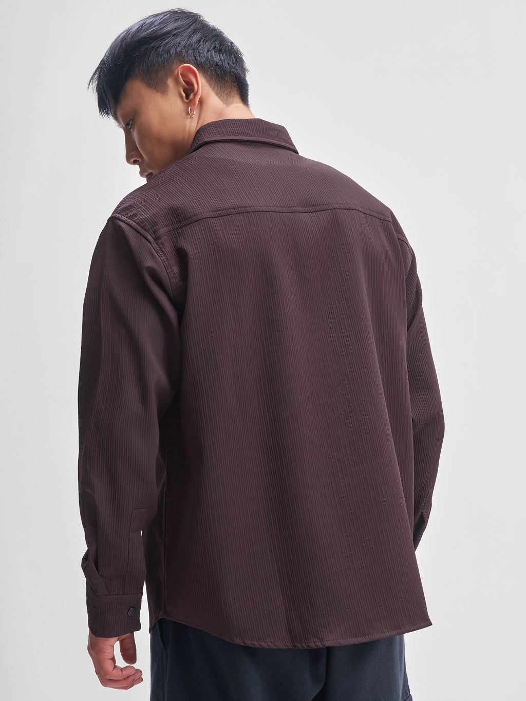 Highlander Men Burgundy Self Design Oversized Fit Casual Shirt - Burgundy - Image 3