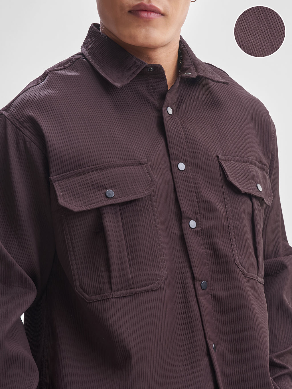 Highlander Men Burgundy Self Design Oversized Fit Casual Shirt - Burgundy - Image 5