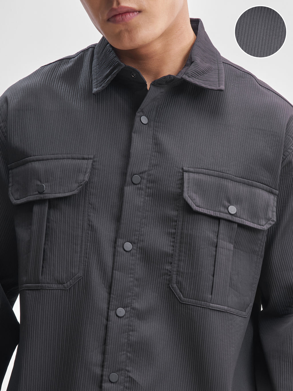 Highlander Men Black Self Design Oversized Fit Casual Shirt - Black - Image 5