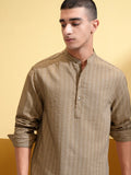 Highlander Men Khaki Striped Relaxed Fit Casual Shirt - Khaki - Image 1