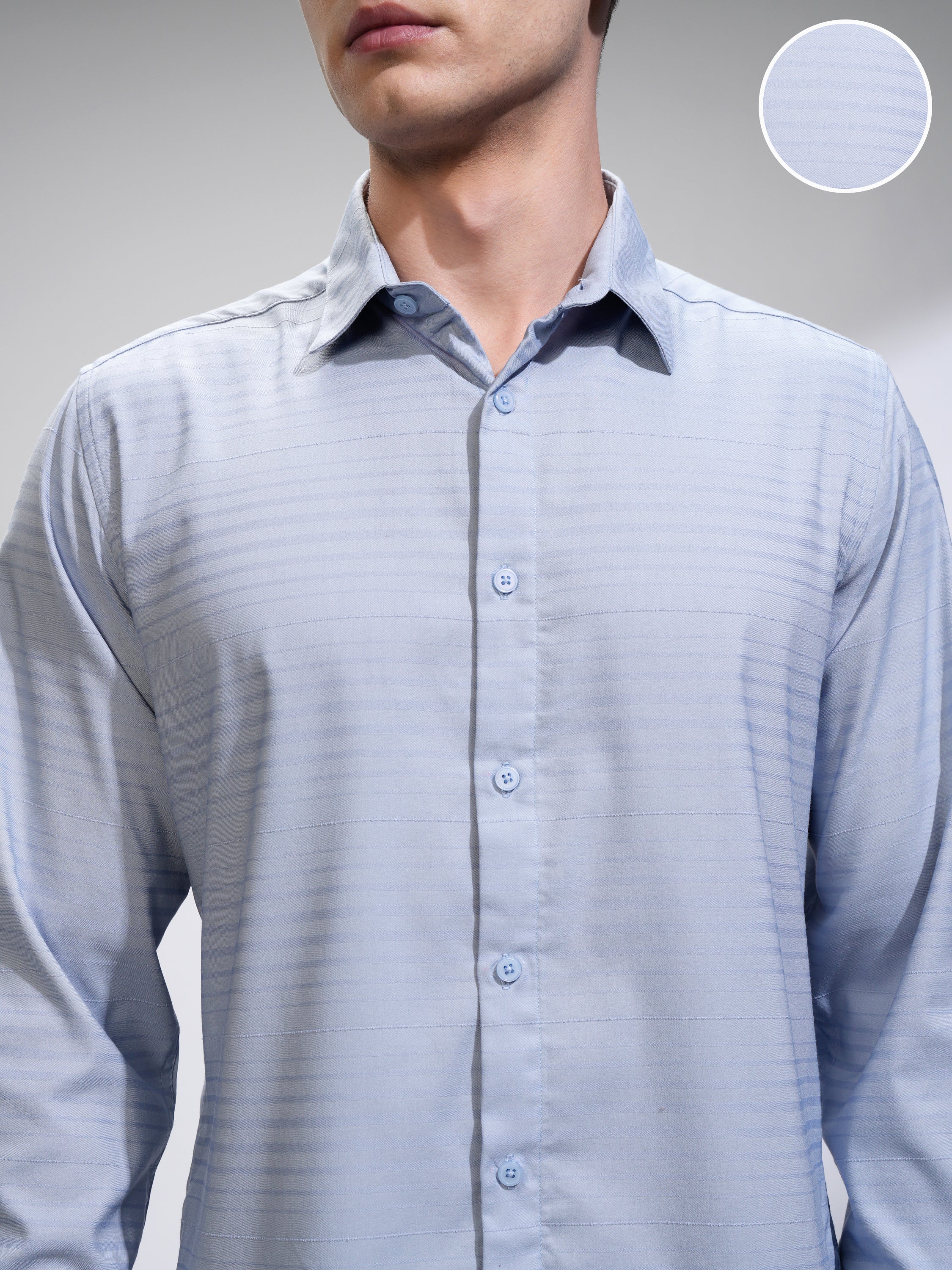 Highlander Men Blue Striped Slim Fit Casual Shirt - Blue - Image 5