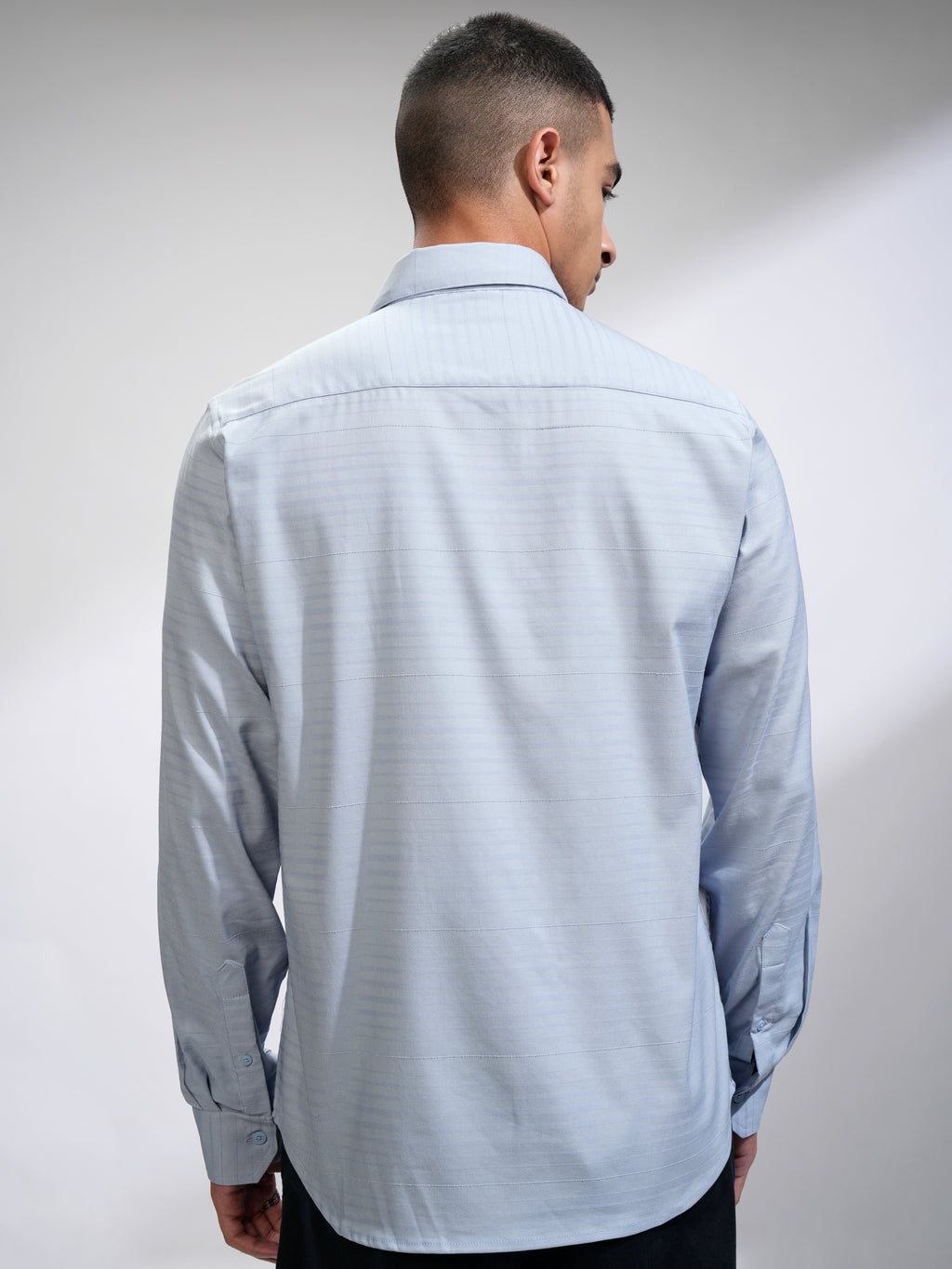 Highlander Men Blue Striped Slim Fit Casual Shirt - Blue - Image 3