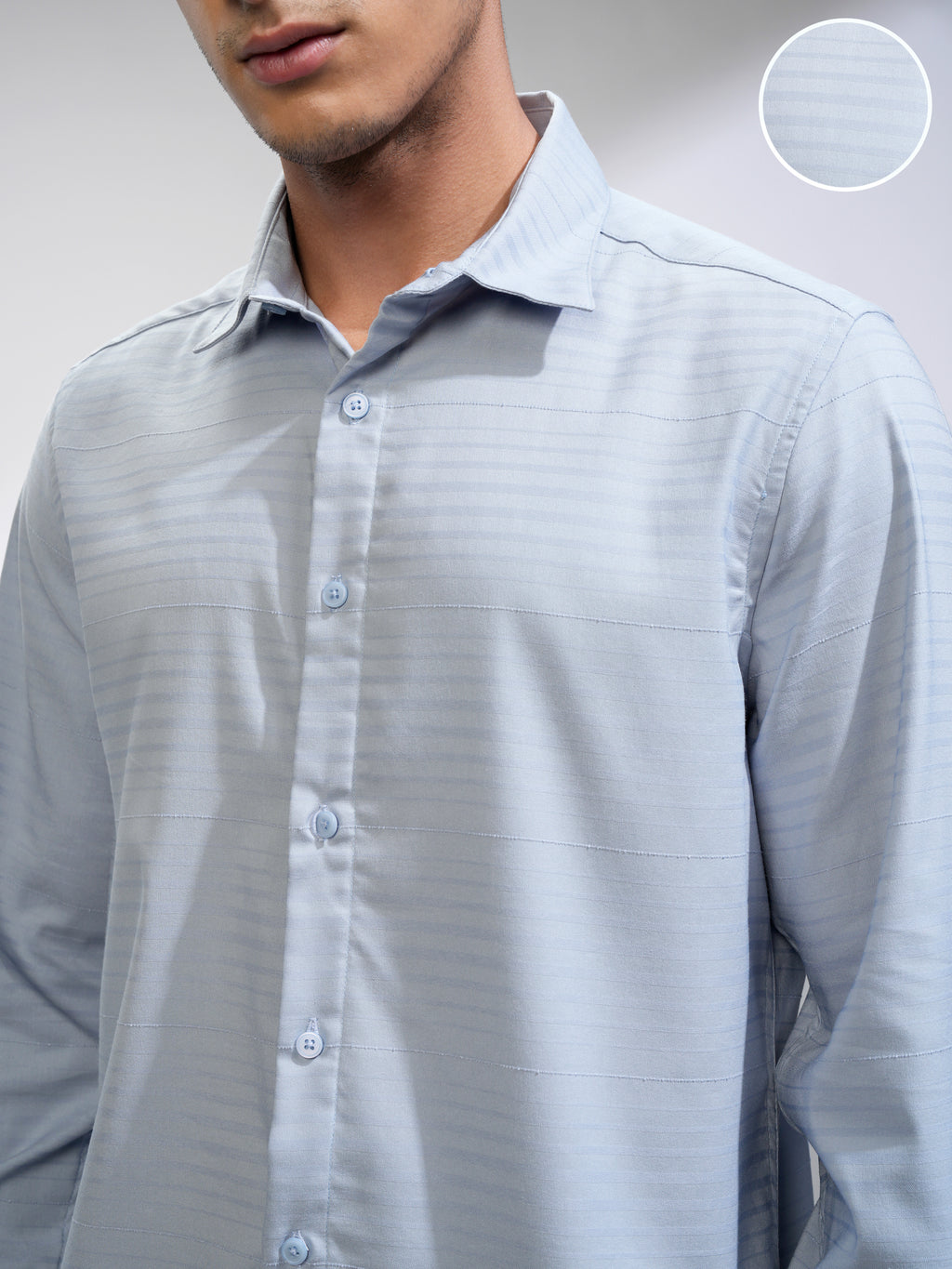 Highlander Men Blue Striped Slim Fit Casual Shirt - Blue - Image 5