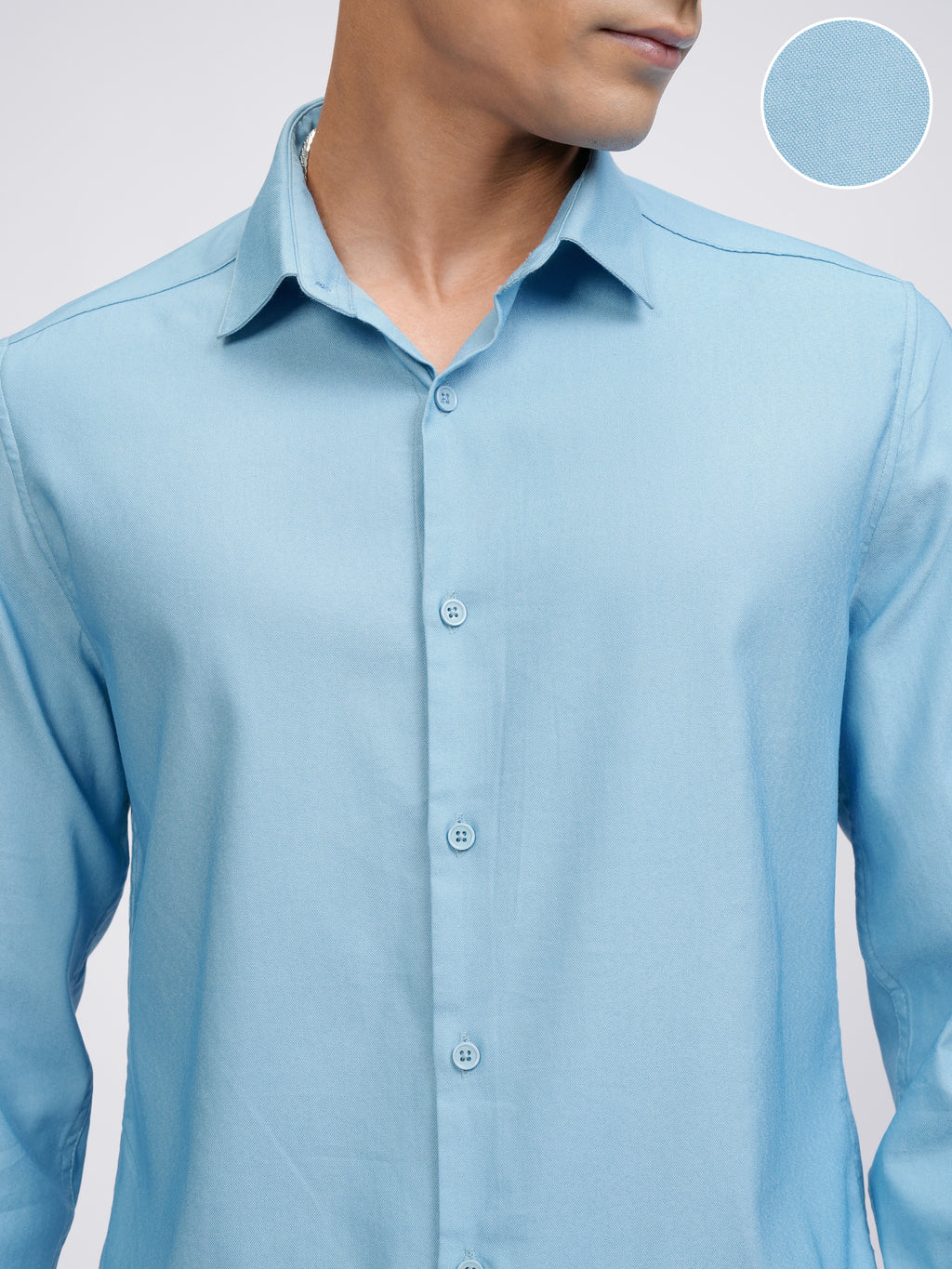 Highlander Men Blue Solid Slim Fit Casual Shirt - Blue - Image 5