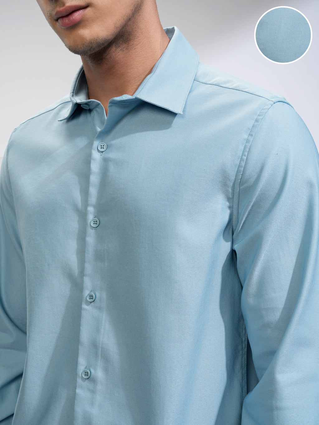 Highlander Men Blue Self Design Slim Fit Casual Shirt - Blue - Image 5