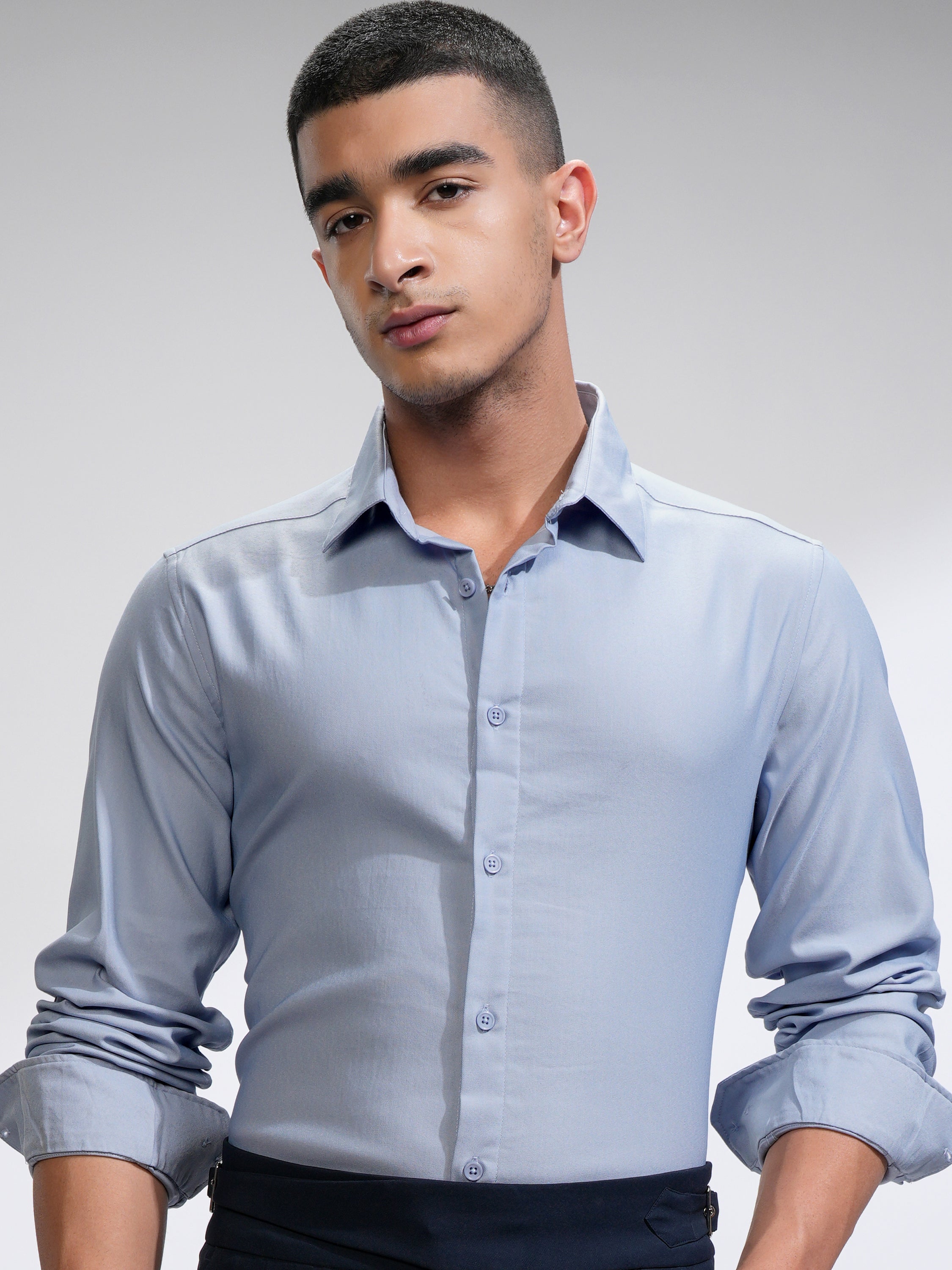 Highlander Men Lavender Solid Slim Fit Casual Shirt - Lavender - Image 1