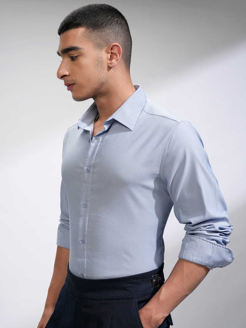 Highlander Men Lavender Solid Slim Fit Casual Shirt - Lavender - Image 4