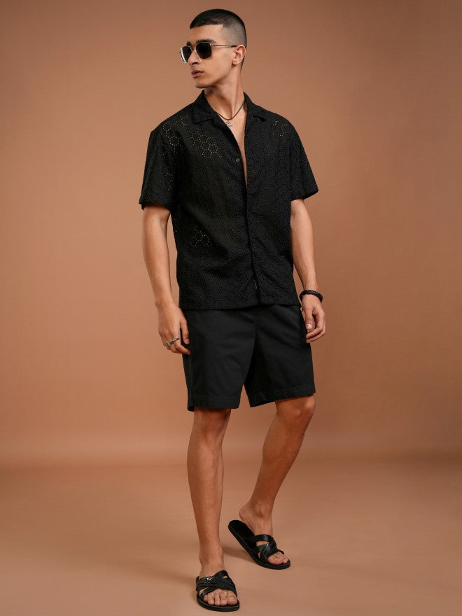Highlander Men Black Solid Relaxed Fit Casual Shirt - Black - Image 2