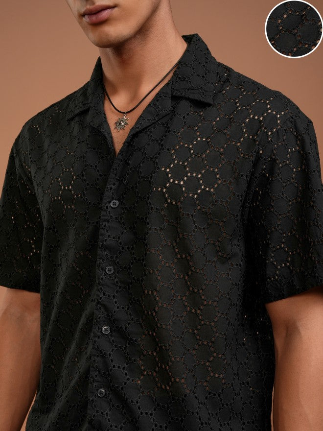 Highlander Men Black Solid Relaxed Fit Casual Shirt - Black - Image 5
