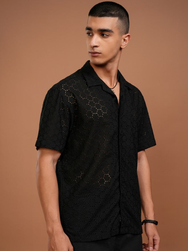 Highlander Men Black Solid Relaxed Fit Casual Shirt - Black - Image 6