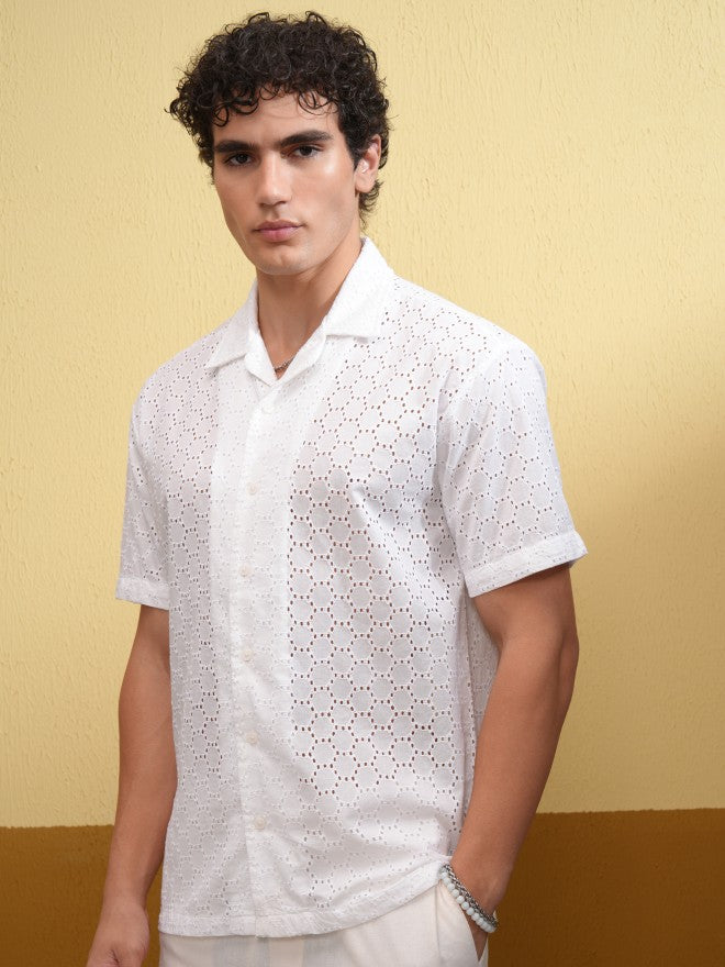 Highlander Men White Solid Relaxed Fit Casual Shirt - White - Image 4
