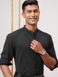 Highlander Men Black Textured Regular Fit Casual Shirt - Black - Image 1