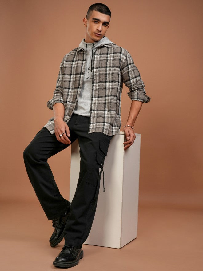 Highlander Men Tan Checked Relaxed Fit Casual Shirt - Tan - Image 2