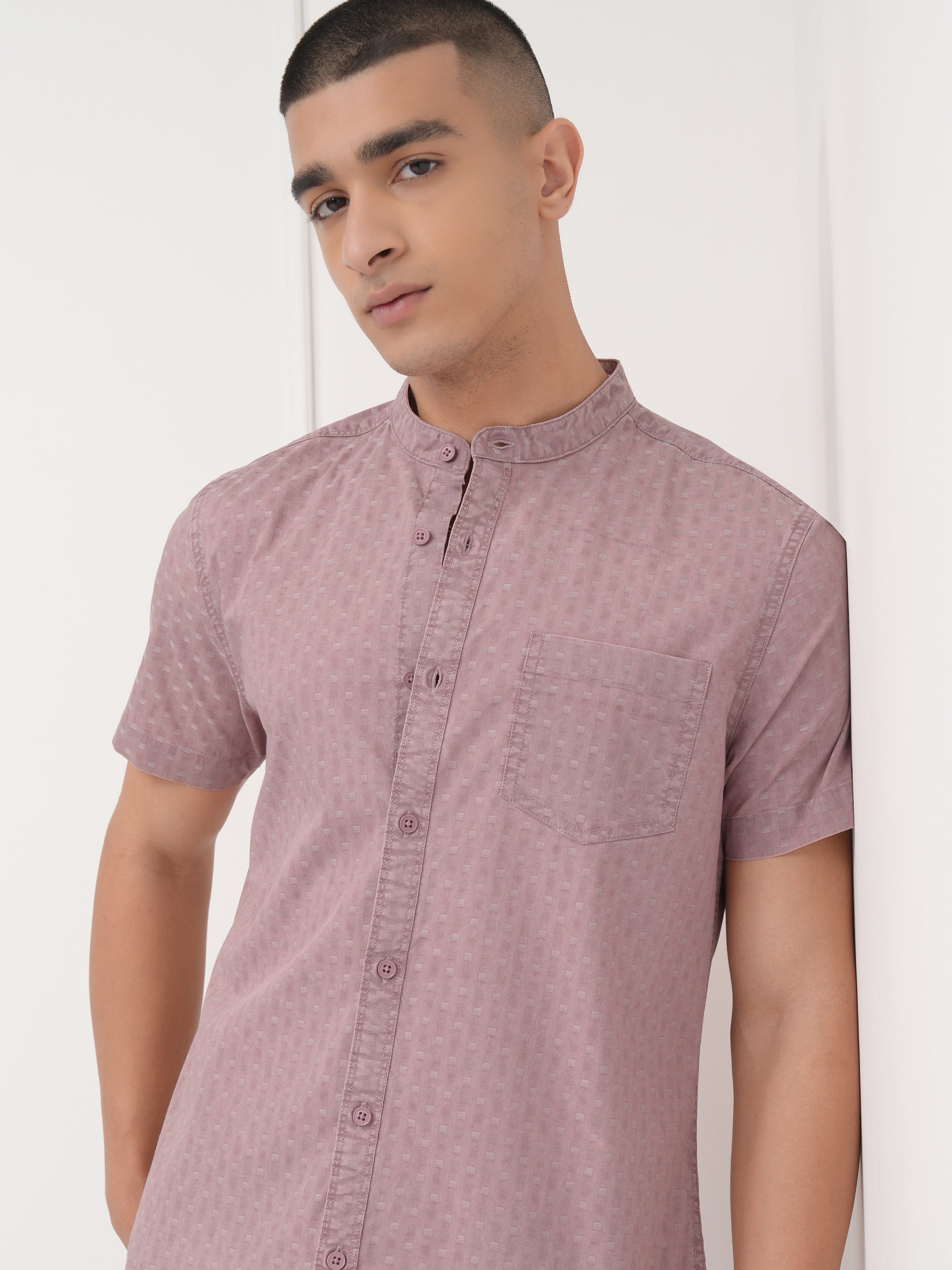 Highlander Men Pink Printed Slim Fit Casual Shirt - Pink - Image 1