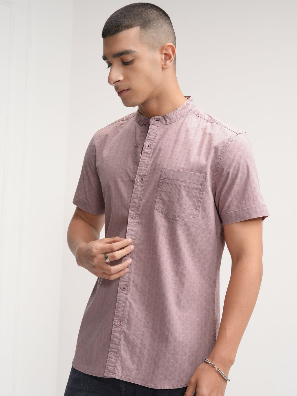 Highlander Men Pink Printed Slim Fit Casual Shirt - Pink - Image 4