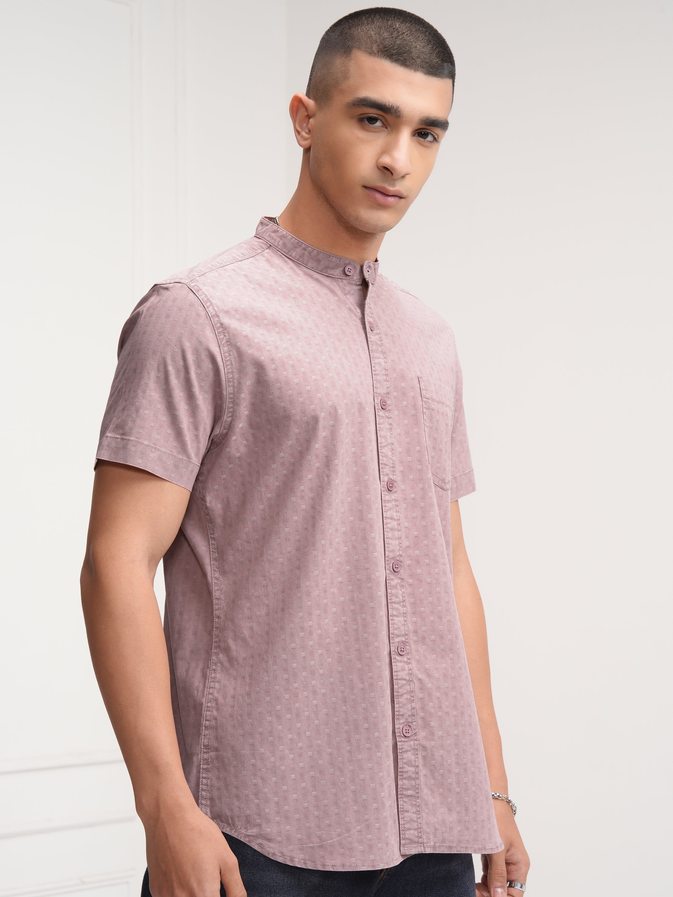 Highlander Men Pink Printed Slim Fit Casual Shirt - Pink - Image 6