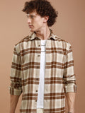 Highlander Men Mustard Checked Relaxed Fit Casual Shirt - Mustard - Image 1