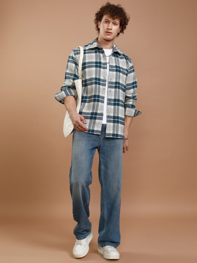 Highlander Men Blue Checked Relaxed Fit Casual Shirt - Blue - Image 2