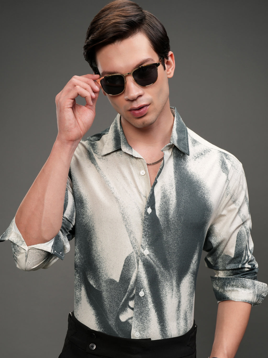 Highlander Men Cream Printed Relaxed Fit Casual Shirt - Cream - Image 1