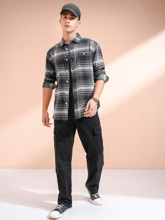 Highlander Men Black Checked Relaxed Fit Casual Shirt - Black - Image 2