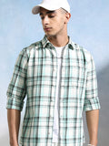 Highlander Men Off White Checked Slim Fit Casual Shirt - Off White - Image 1