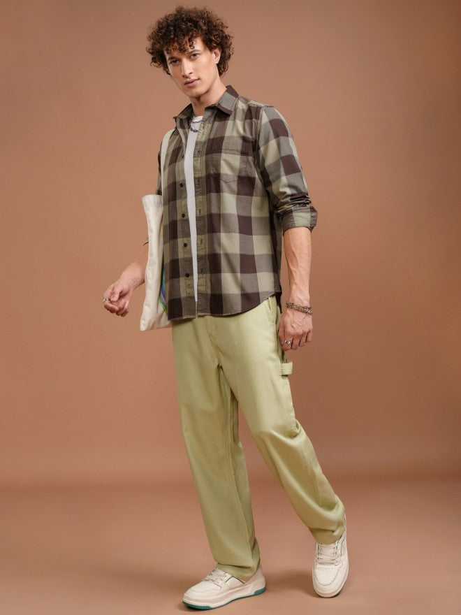 Highlander Men Brown Checked Slim Fit Casual Shirt - Brown - Image 2