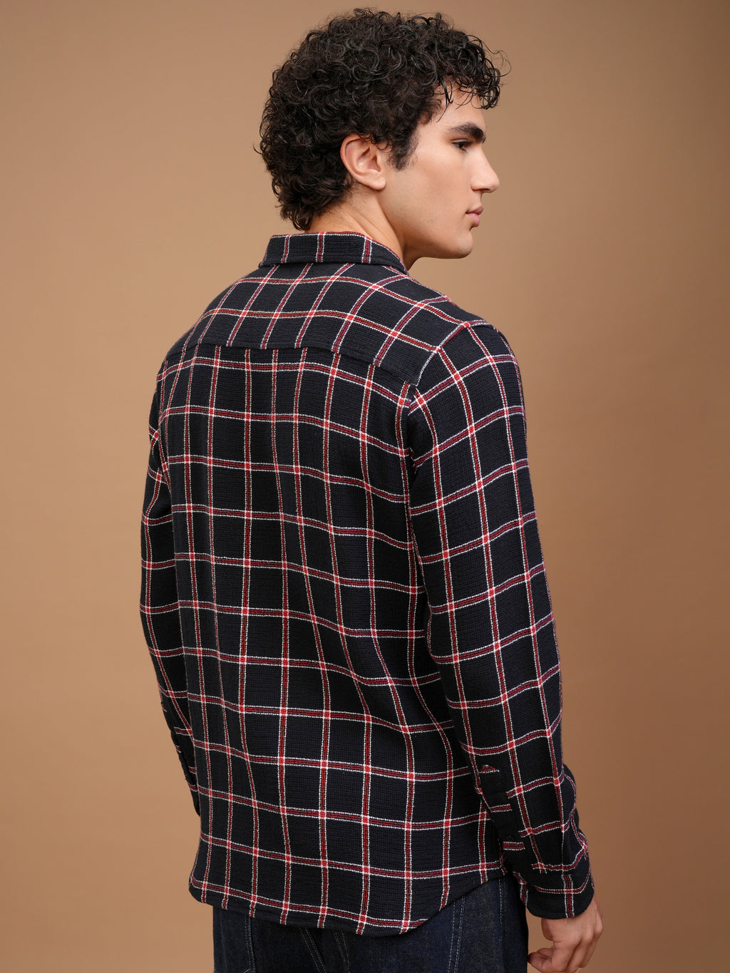 Highlander Men Navy Blue Checked Slim Fit Casual Shirt - Navy Blue - Image 3