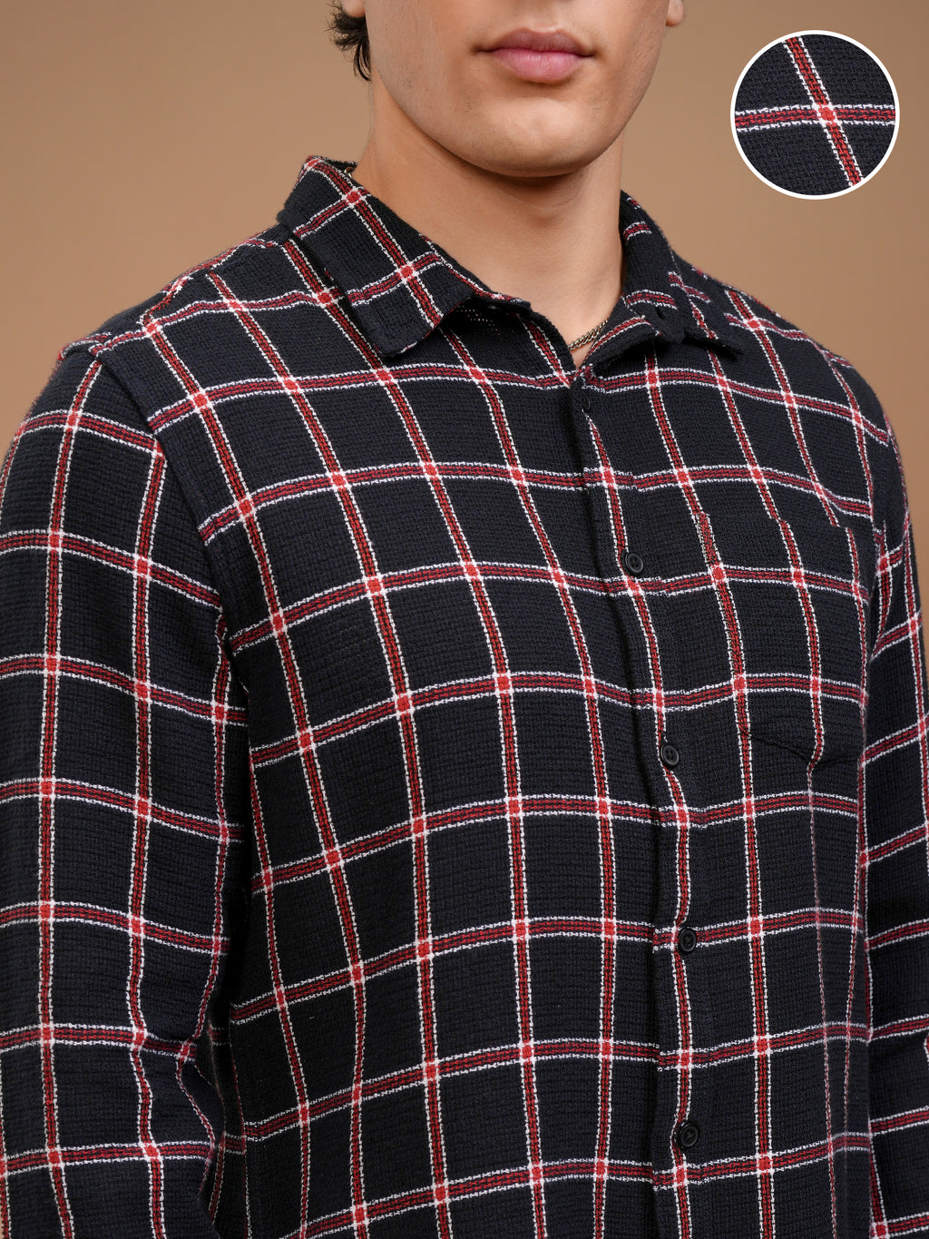 Highlander Men Navy Blue Checked Slim Fit Casual Shirt - Navy Blue - Image 5