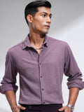 Highlander Men Purple Self Design Slim Fit Casual Shirt - Purple - Image 1