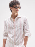 Highlander Men White Striped Regular Fit Casual Shirt - White - Image 1