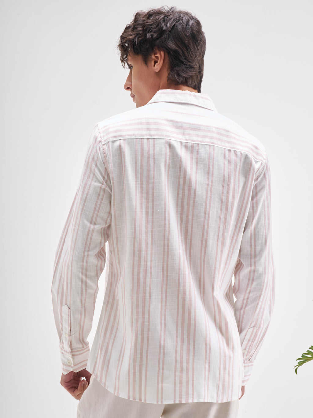 Highlander Men White Striped Regular Fit Casual Shirt - White - Image 3