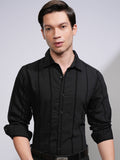 Highlander Men Black Striped Slim Fit Casual Shirt - Black - Image 1