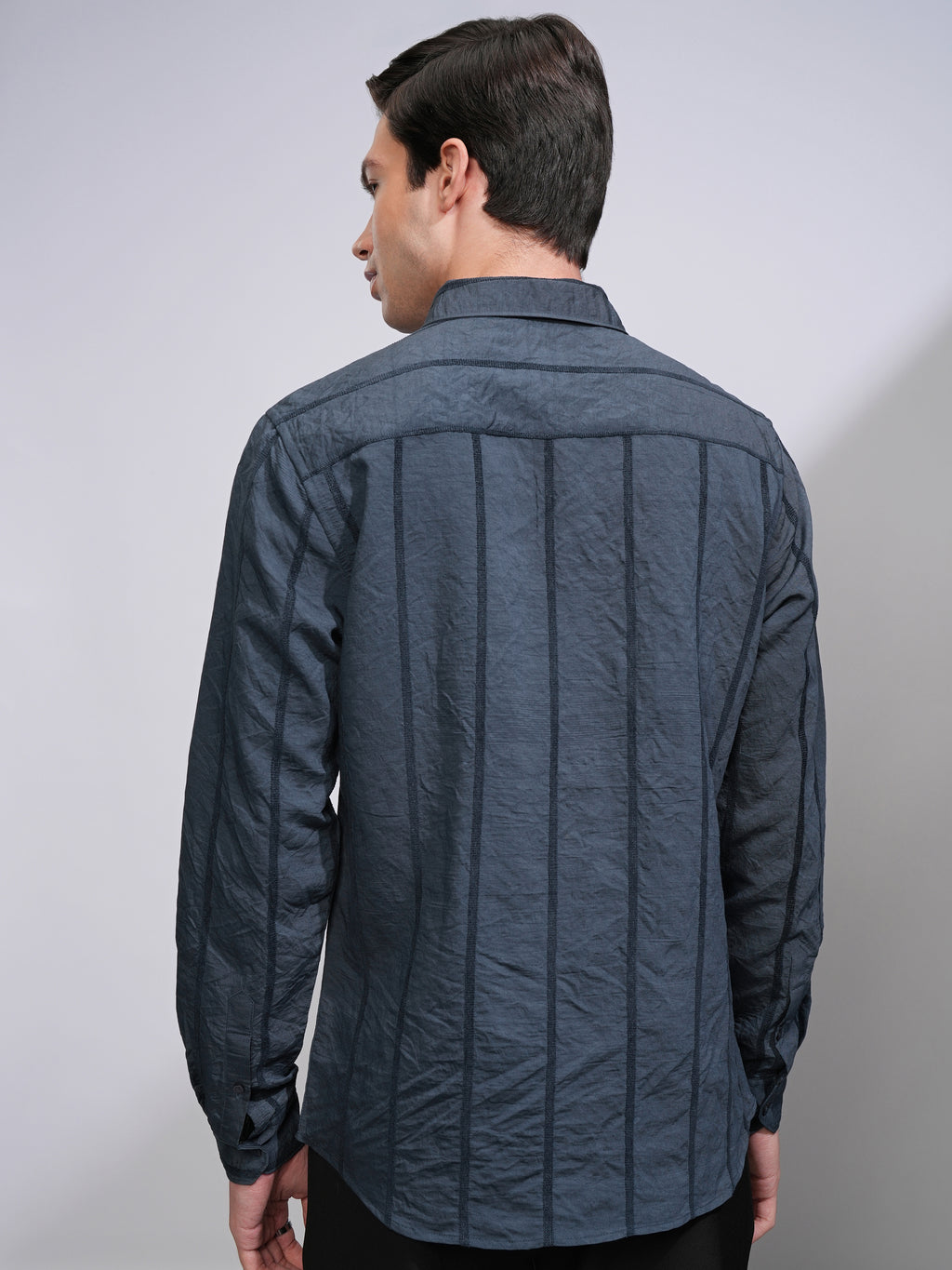 Highlander Men Blue Striped Slim Fit Casual Shirt - Blue - Image 3