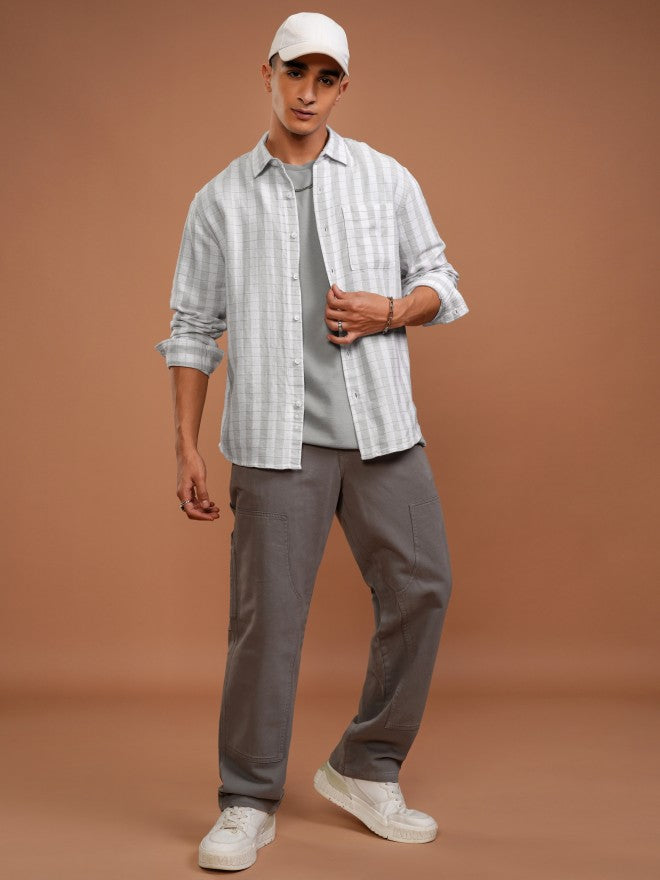 Highlander Men Grey Checked Relaxed Fit Casual Shirt - Grey - Image 2