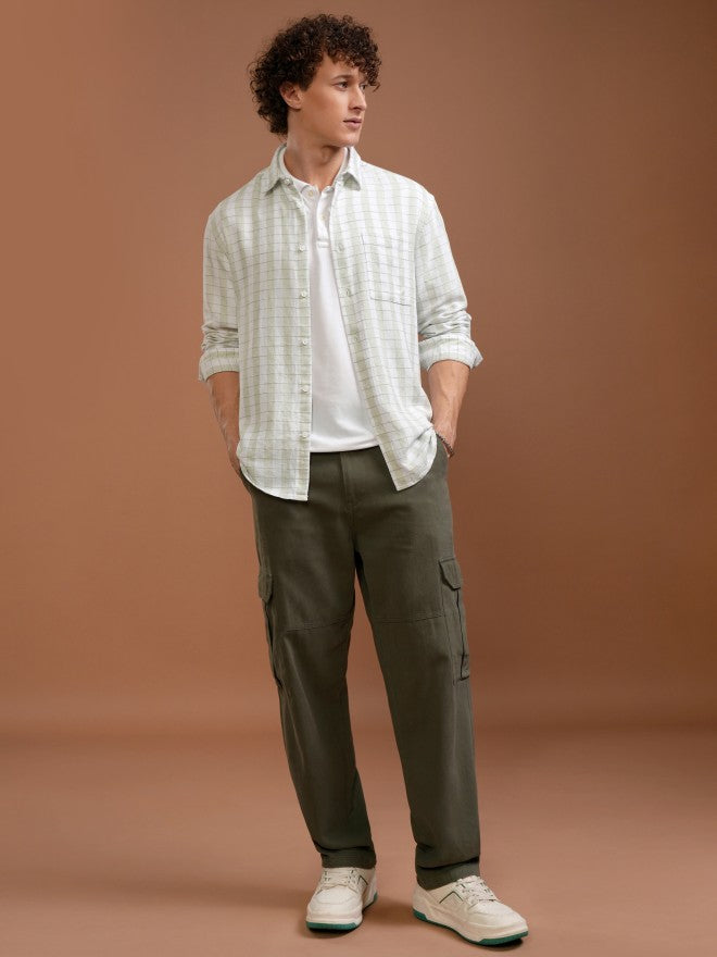 Highlander Men White Checked Relaxed Fit Casual Shirt - White - Image 2