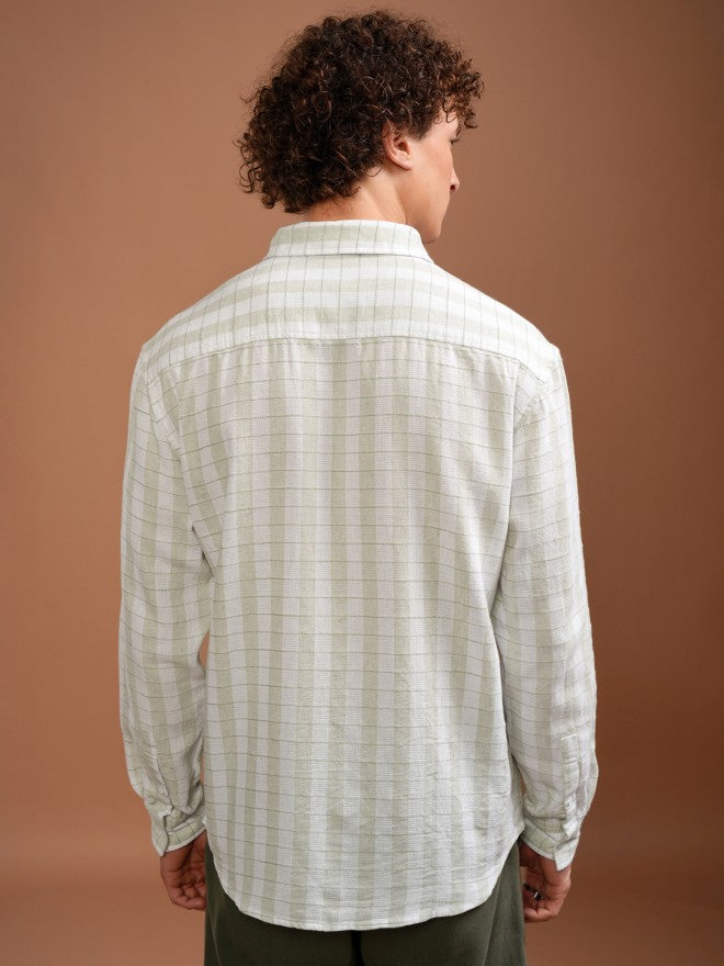 Highlander Men White Checked Relaxed Fit Casual Shirt - White - Image 3