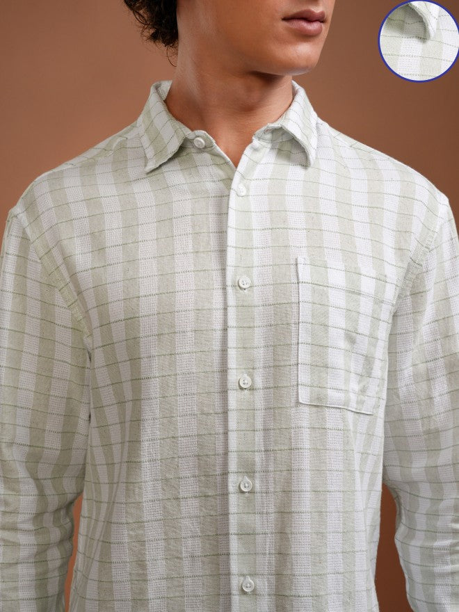 Highlander Men White Checked Relaxed Fit Casual Shirt - White - Image 5