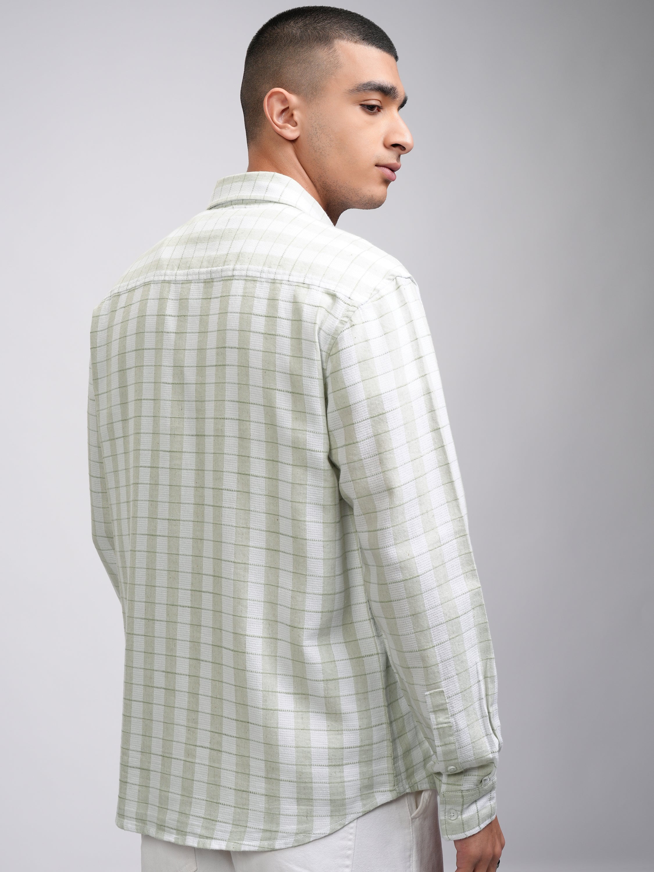 Highlander Men White Checked Relaxed Fit Casual Shirt - White - Image 3