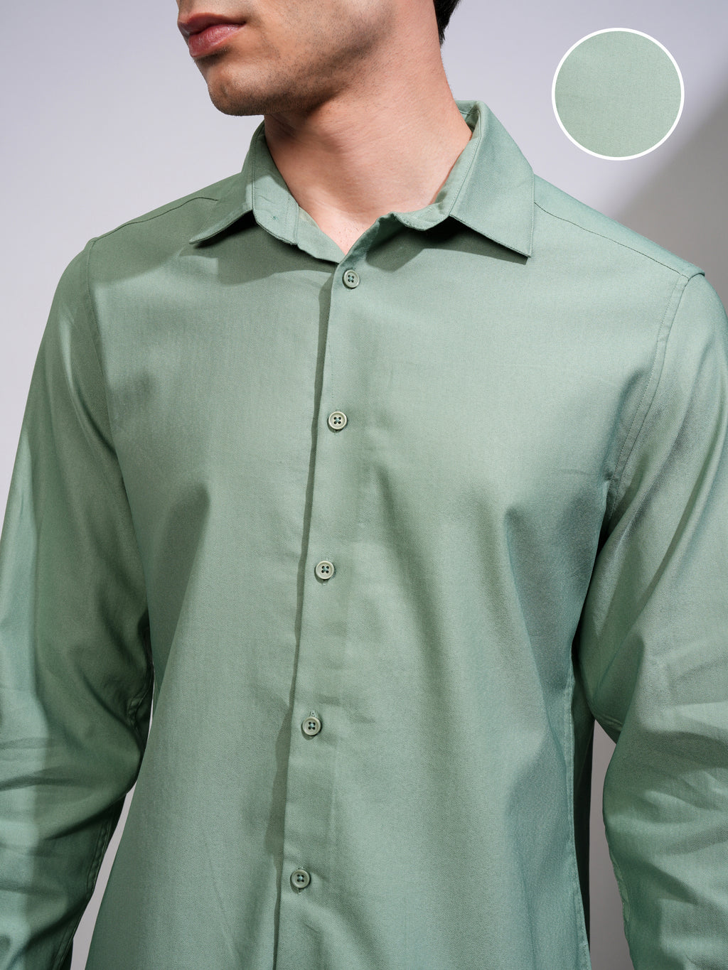 Highlander Men Green Solid Slim Fit Casual Shirt - Green - Image 5