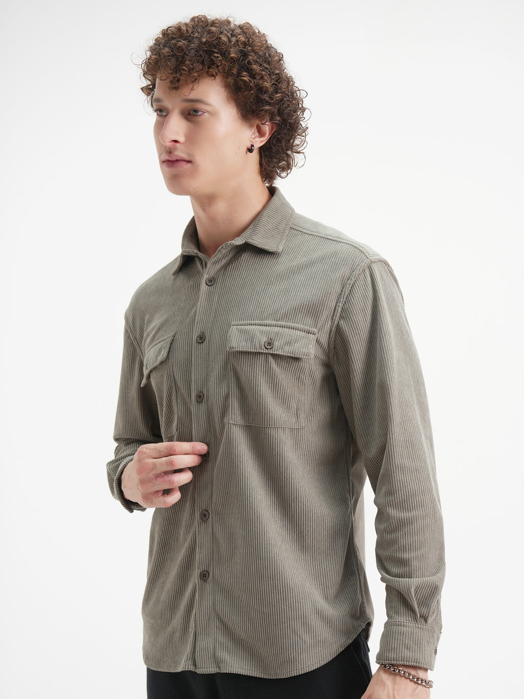 Highlander Men Grey Solid Relaxed Fit Casual Shirt - Grey - Image 4
