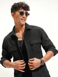 Highlander Men Black Solid Relaxed Fit Casual Shirt - Black - Image 1
